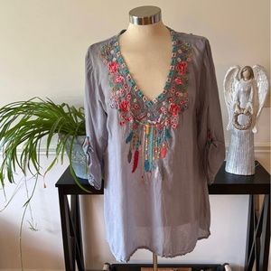 Johnny Was Butterfly Dreams Tunic M